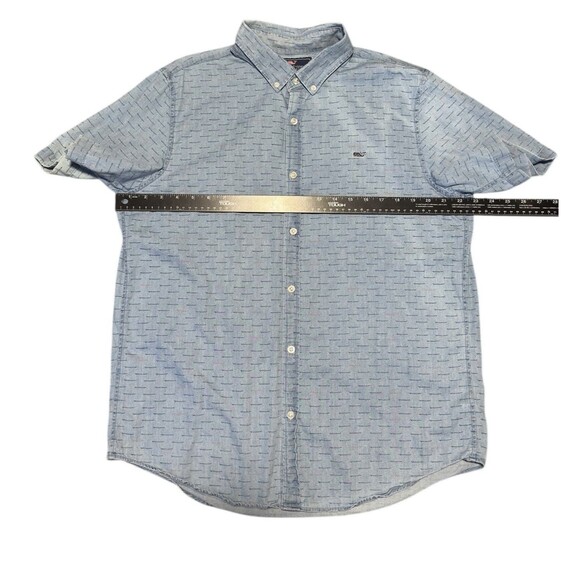 Vineyard Vines Slim Fit Whale Shirt Mens Size L Blue Short Sleeve Button Up - Picture 3 of 9